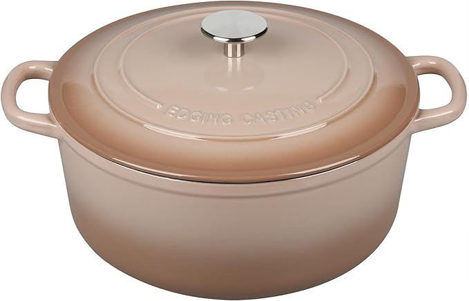 EDGING CASTING Enameled Cast Iron Dutch Oven Pot With Lid, 5.5 Quart, for Bread Baking, Cooking, Mocha by EDGINGCOOKWARE