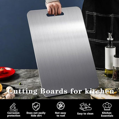 Titanium Cutting Board, 2 PCS Titanium Cutting Boards for Kitchen, Non Toxic, Double-Sided Food Grade Chopping Board for Outdoor Camping(15.6" x 11",15.6" x 11") - Image 4