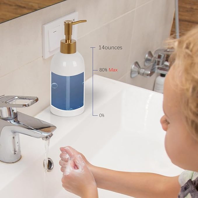 Natheeph 14OZ Ceramic Soap Dispenser Ceramic Soap Pump Dispenser Can Fill Liquid for Bathroom/Kitchen (2PC White) - Image 3