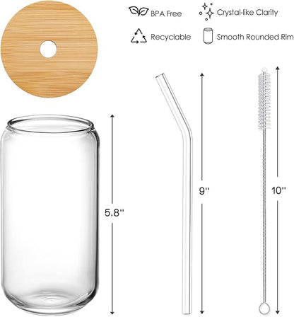 NETANY 1 Pack Glass Cups with Bamboo Lids and Straws 16 oz, Gifts for Women, Drinking glasses set, Iced Coffee, Tea Cup, Cute Aesthetics Tumbler Cup, Mothers Day, Birthday Gifts for Her Mom - Image 7
