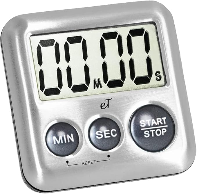 Elegant Digital Kitchen Timer Stainless Steel - Variety 8 Pack - Strong Magnet - Loud Alarm - Large Display - Auto Memory - Auto Shut-Off - (2 Each Silver, Lime, Plumberry, Charcoal 8-Pack) - Image 5