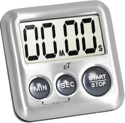 Elegant Digital Kitchen Timer Stainless Steel - Variety 8 Pack - Strong Magnet - Loud Alarm - Large Display - Auto Memory - Auto Shut-Off - (2 Each Silver, Lime, Plumberry, Charcoal 8-Pack) - Image 5