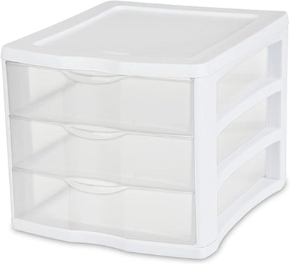 Sterilite ClearView Compact Stacking 3 Drawer Storage Organizer System for Crafting Supplies, Home Office, or Dorm Room, (16 Pack) - Image 6