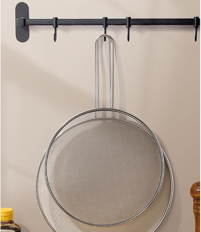 1Pc 10" Stainless Steel Pot Splatter Guard Fine Mesh Cover with Long Handle Home Kitchen Splatter Screen Fine Mesh Cover Lids for Cooking, Frying Pan, Silver