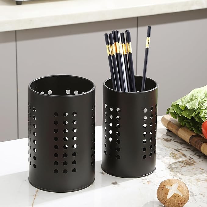 Evanda Kitchen Utensils Holder for Countertop Pack of 2, Stainless Steel Black Utensils Caddy, Farmhouse Stylish Organizer and Kitchen Decor Utensil Crock, Gift for New House New Apartment - Image 8