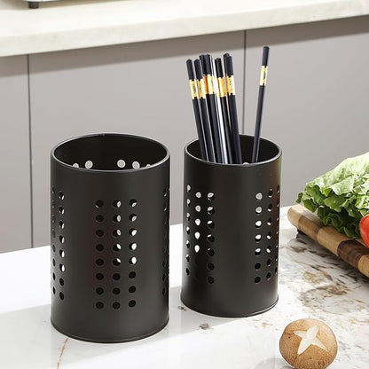 Evanda Kitchen Utensils Holder for Countertop Pack of 2, Stainless Steel Black Utensils Caddy, Farmhouse Stylish Organizer and Kitchen Decor Utensil Crock, Gift for New House New Apartment - Image 8