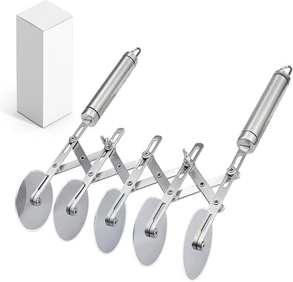 5-Wheel Professional Pastry Cutter - Stainless Steel Pizza & Dough Tool, Multi-Use Kitchen Utensil for Baking, Lattice Cutting, Cookie Dividing - Heavy Duty Pastry Wheel with Ergonomic Handle by Unknown