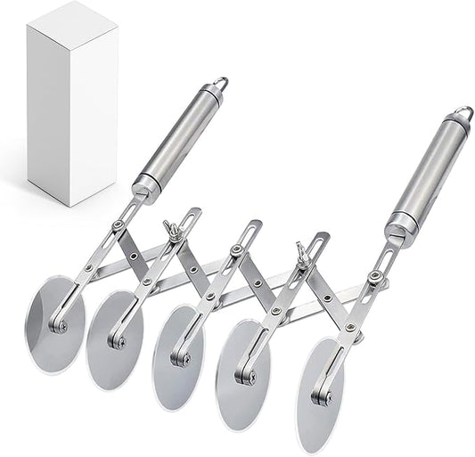5-Wheel Professional Pastry Cutter - Stainless Steel Pizza & Dough Tool, Multi-Use Kitchen Utensil for Baking, Lattice Cutting, Cookie Dividing - Heavy Duty Pastry Wheel with Ergonomic Handle by Unknown
