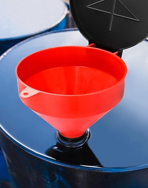 QWORK 4 Quart Lockable Drum Funnel with Removable Screen Filter, 2" BSP Adaptor Safety Plastic Oil Funnel Screen Filter Spill-Free for 55 gal Steel or Poly Drums - Image 5