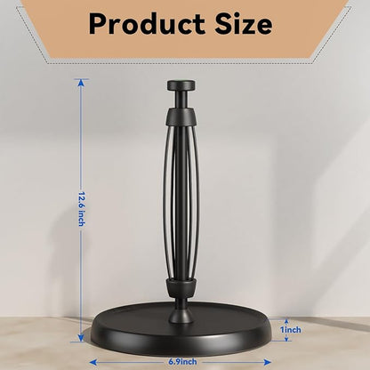Countertop Paper Towel Holder - One-Handed Tear with Ratchet Mechanism, Weighted Base Degradable Plastic Paper Towel Stand, Black Farmhouse Kitchen Bathroom Decor Accessories - Image 6