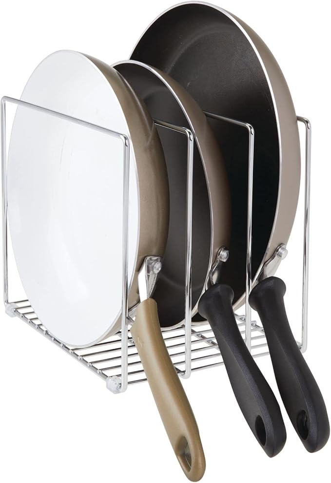 mDesign 3 Slot Tray and Pan Rack — Metal Wire Rack for Pantry and Kitchen Storage — Freestanding Pan Lid Holder Also for Baking Trays and Crockery – Silver - Image 6