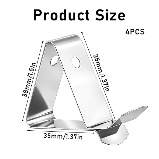 4Pcs Stainless Steel Thermometer Probe Clips, Silver Pot Cup Temperature Probe Clips Mutifunctional BBQ Grill Probe Clip for Temperature Reading, Ambient Thermometer Probe Holders