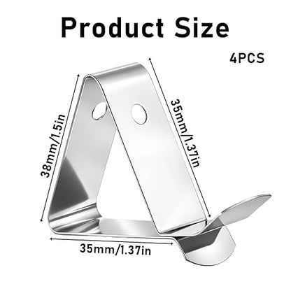 4Pcs Stainless Steel Thermometer Probe Clips, Silver Pot Cup Temperature Probe Clips Mutifunctional BBQ Grill Probe Clip for Temperature Reading, Ambient Thermometer Probe Holders