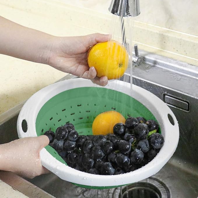 QiMH Collapsible Colander and Strainer, 5 Quart(1.25 gal) BPA Free & Dishwasher-safe Silicone Foldable Strainer, Heavey Duty Kitchen Drainer Basket for Pasta, Veggies and Fruits - Image 6