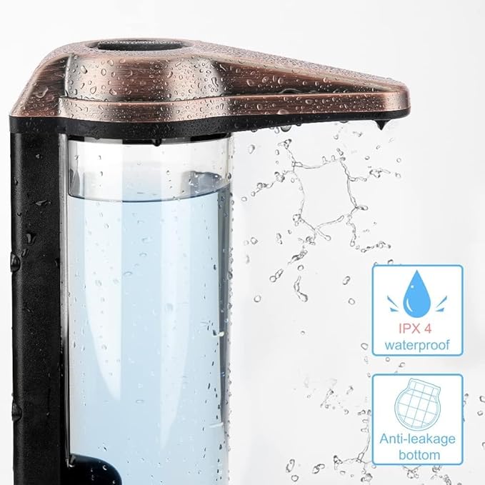 Secura 17oz Automatic Liquid Soap Dispenser, Touchless Battery Operated Hand Soap Dispenser with Adjustable Soap Dispensing Volume Control Dial, Personal Care Dispenser (Antique Copper) - Image 6