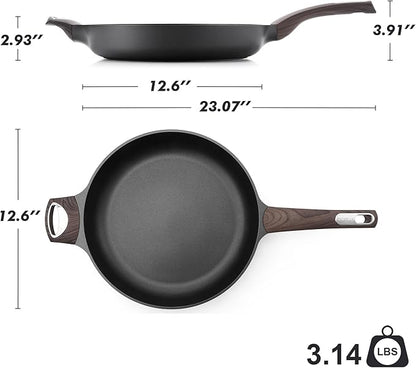 SENSARTE Nonstick Frying Pan Skillet 12.5Inch Large Non Stick Omelette Pans with Ergonomic Handle, Healthy Kitchen Cooking Chef's Pan, Free of Intentionally Added PFOA, Induction Compatible, Black - Image 7