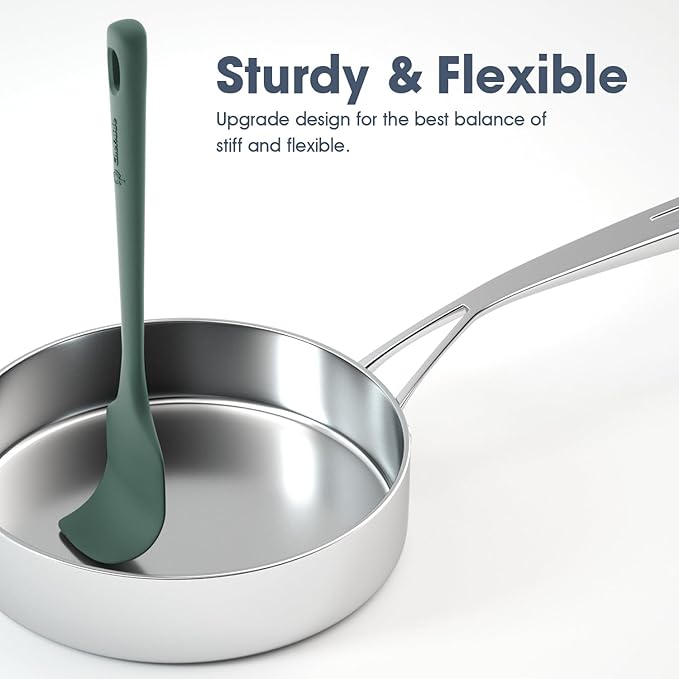 ChefAide 5 Pieces Silicone Spatula Set, Food Grade Rubber Spatula, Upgrade Strong Handle with Ergonomic Grip, Heat Resistant Up to 600°F for Nonstick Cookware, Cooking - Image 4