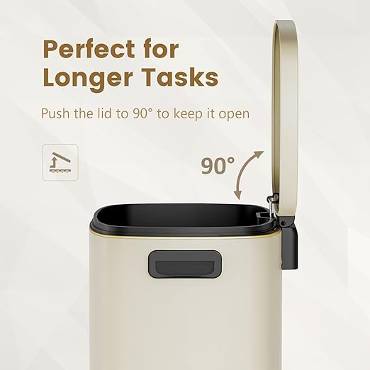 ELPHECO Kitchen Trash Can with Lid Soft Close, 13 Gallon / 50L Stainless Steel Pedal Garbage Can, Heavy-Duty Fingerprint Proof Step Wastebasket with 20 Bags, Removable Bucket, Home Office, Cream Beige - Image 5