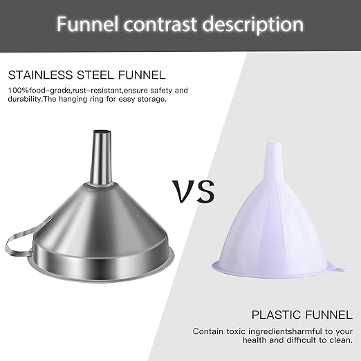Small Funnels for Filling Bottles, Stainless Steel Small Kitchen Funnel Set of 3, Food Grade Mini Funnels for Kitchen Use Filling Bottles Liquor Flask Tiny Spice Cooking Powder Water 3in&2.2in&1.8in - Image 4