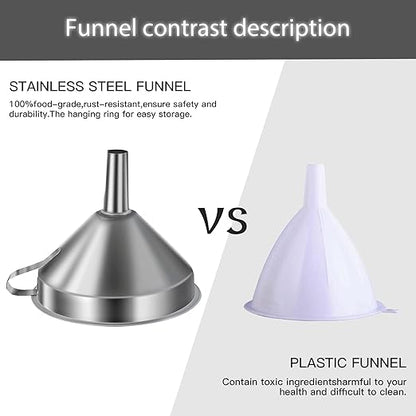 Small Funnels for Filling Bottles, Stainless Steel Small Kitchen Funnel Set of 3, Food Grade Mini Funnels for Kitchen Use Filling Bottles Liquor Flask Tiny Spice Cooking Powder Water 3in&2.2in&1.8in - Image 4