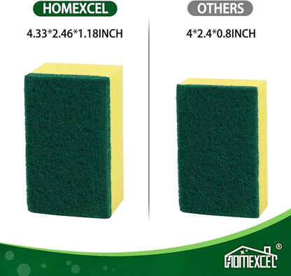 HOMEXCEL Heavy Duty Scrub Sponges Kitchen 60 Count, Extra-Large Sponges for Cleaning Kitchen and Household, Dish Scrubber for Washing Dishes, Pots and Pans - Image 2