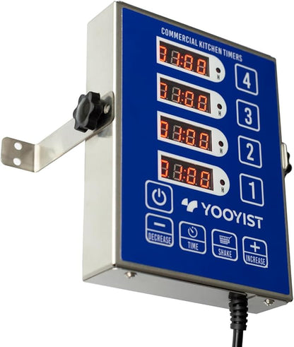 Precision Kitchen Timers for Cooking – 4 Channel Commercial Kitchen Timer Restaurant Kitchen Supplies – Stainless Steel Digital LED Chef Cooking Timer – Reminder Function, Loud Alarm, Blue by YOOYIST