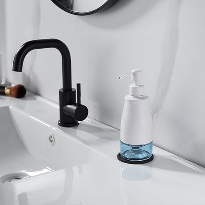Gaussra White Soap Dispenser with Coaster and Stickers, Stainless Steel and Glass Bottle Hand Pump Dispenser, Refillable Liquid Hand Soap Dispenser for Bathroom & Kitchen (11OZ / 320ML) - Image 2