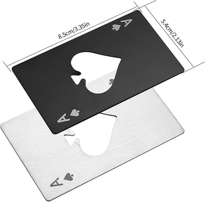 Ace Of Spades Bottle Opener-Stainless Steel Credit Card Size Casino Bottle Opener for Your Wallet Pocker Cap Opener Portable Stainless Steel Can Opener (10 Pack Black & Silver)