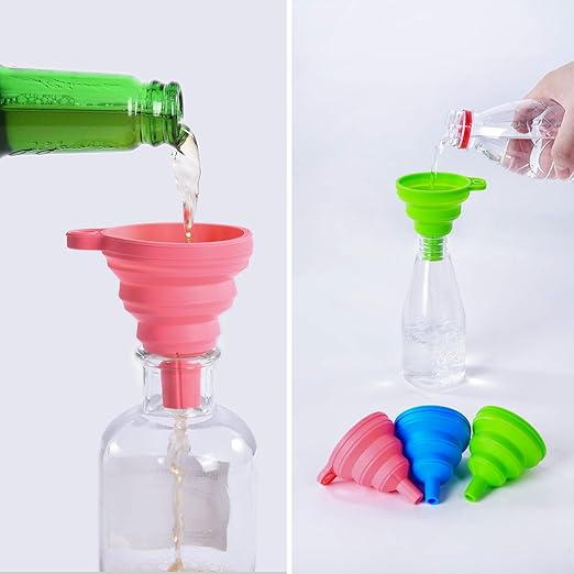 Kitchen Silicone Collapsible Funnel Set of 3,Small and Large,Flexible-Foldable-Cooking-Food-Grade Funnels for Filling Small or Mini Bottles,Perfume,Filling Capsules,Fry Oil Filter,Essential Oil,Spice - Image 6