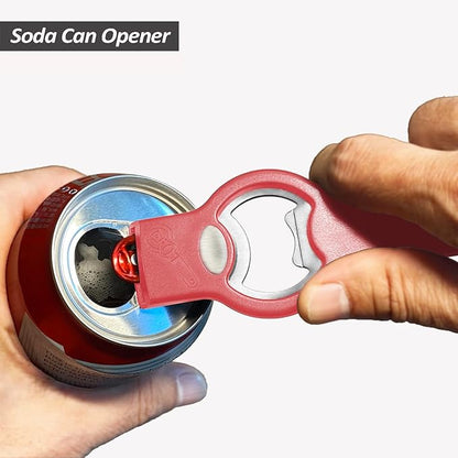 2-in-1 Magnetic Soda Can & Beer Bottle Opener-Dual Magnets for Fridge & Cap Catcher, Heavy Duty Stainless Steel, Perfect for Big Hands,Long nails, RV, Bartender, Gift for Father, Red, Openpro 1 Pack