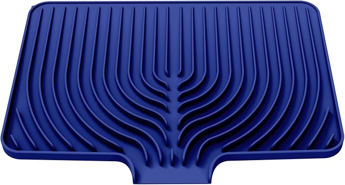 Dish Drying Mat for Kitchen Counter, with Built-in Drain Lip, Food-Grade Silicone, Easy Clean Pad for Countertop Protection, Multi-Functional Use (18x11.8, Midnight Blue) - Image 9