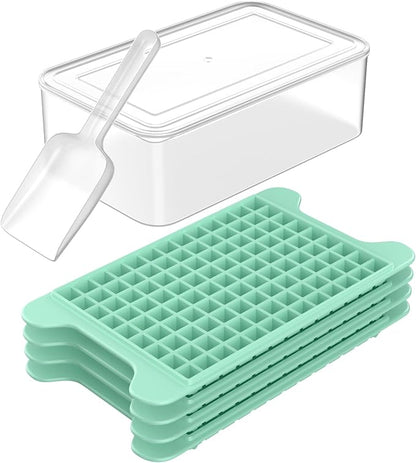 Mini Ice Cube Tray for Freezer: FDDBI Small Ice Trays for Freezer with Bin - 117×4PCS Easy Release Nugget Ice Tray - Crushed Ice Tray with Container by FDDBI