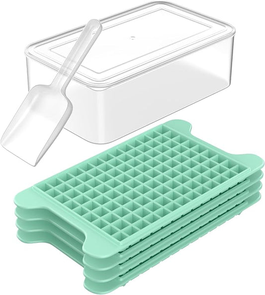Mini Ice Cube Tray for Freezer: FDDBI Small Ice Trays for Freezer with Bin - 117×4PCS Easy Release Nugget Ice Tray - Crushed Ice Tray with Container by FDDBI