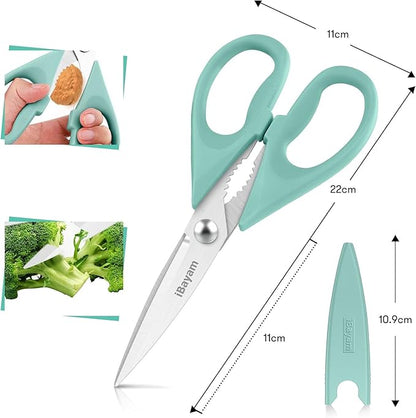 iBayam 1-Pack Kitchen Scissors All Purpose Kitchen Shears Heavy Duty 8.5" Cooking Scissors with Protective Sheath for Food, First Apartment Camper Essentials, Home Kitchen Gadgets, Utensils - Image 3