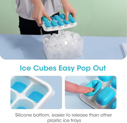 DOQAUS Ice Cube Tray with Lid and Bin - 4 Pack Silicone Ice Cube Trays for Freezer, Stackable Ice Bucket Kits with Storage Container & Scoop for Kitchen, RV, Cocktail, Coffee - Image 5