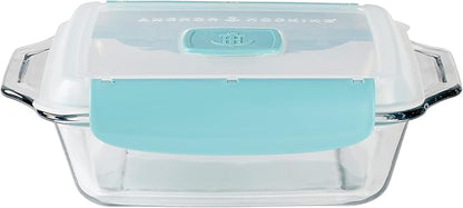 Anchor Hocking 8 Inch Square Cake Dish with TrueLock Locking Lid Bakeware, Clear - Image 3