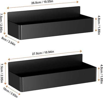 Mystozer Magnetic Spice Rack for Refrigerator, Kitchen Organizer and Storage Shelf, Black (2 Pack)… - Image 6