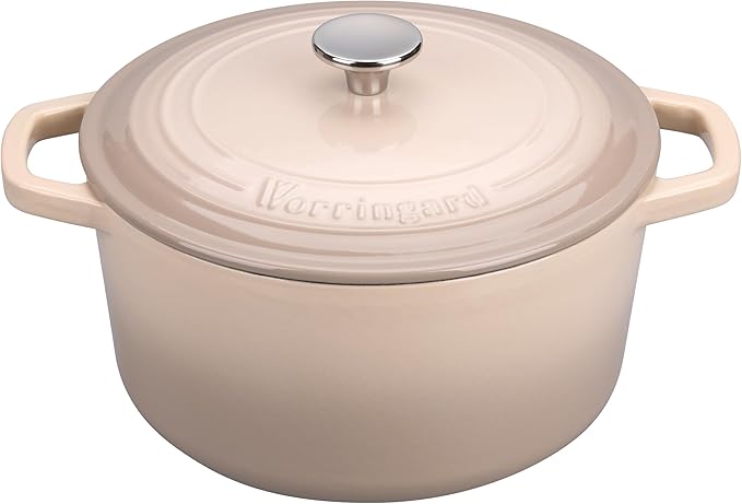 VORRINGARD Enameled Cast Iron Dutch Oven Pot with Lid, for Bread Baking, Round Bread Oven- include Sourdough Bread Baking Supplies Set, 4.5QT, Latte - Image 4