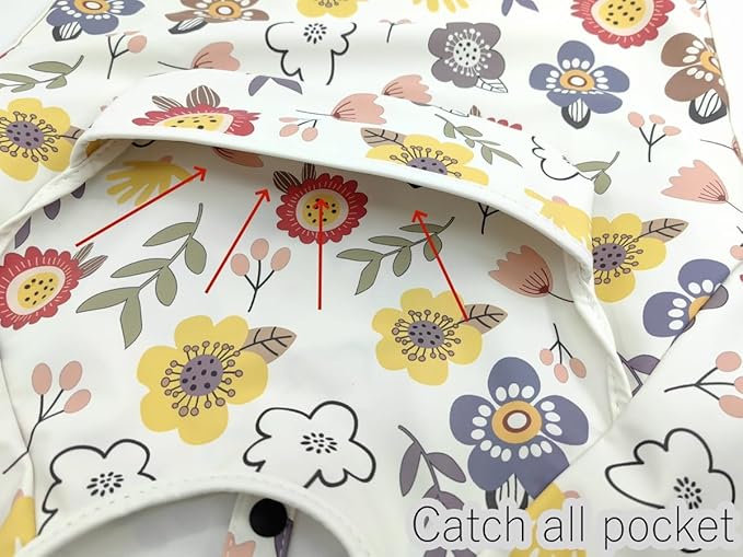 Waterproof Baby Bibs,Infant Toddler Extra Cover Feeding Bib With Food Catcher,Easy Clean & Washable
