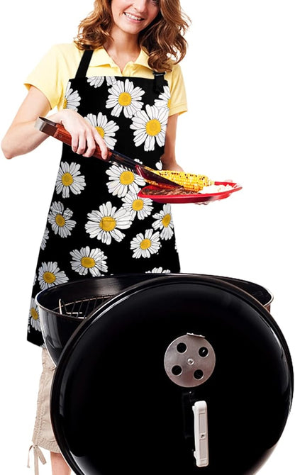Adjustable Waterproof Apron Bib Apron with 2 Pockets Cooking Kitchen Aprons for Women Men Chef