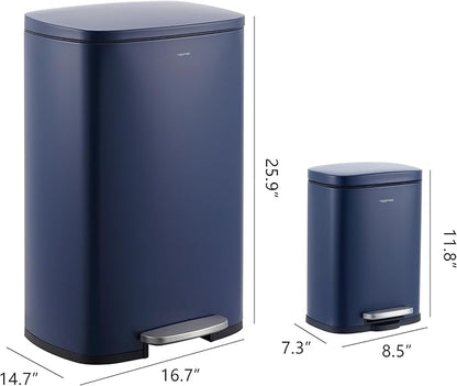 happimess HPM1006J Connor Rectangular 13-Gallon Trash Can with Soft-Close Lid and Free Mini Trash Can, Fingerprint Resistant, Modern, Minimalistic for Home, Kitchen, Office, Bathroom, Denim Blue - Image 4