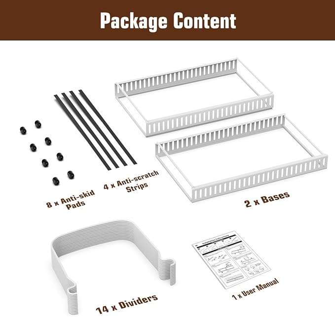 Housolution Cutting Board Organizer Rack, Expandable Baking Tray and Cookie Sheet Organizer with 14 Adjustable Dividers, Bakeware Muffin Tin Cupcake Pan Storage Organizer for Cabinet, White - Image 7