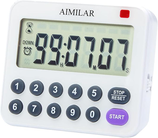 AIMILAR Magnetic Digital Kitchen Timer with Direct Numerical Keypad, Loud Alarm - 99Hr Countdown Count Up Timer for Cooking Baking Classroom, Batteries Included by AIMILAR