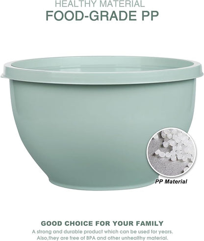 Greentainer Plastic Mixing Bowls with Lids Set for Kitchen, 5 Set Nesting Bowls for Mixing, Baking, Prepping, Cooking and Serving Food, Mixing Bowls Dishwasher, Microwave Safe - Image 5