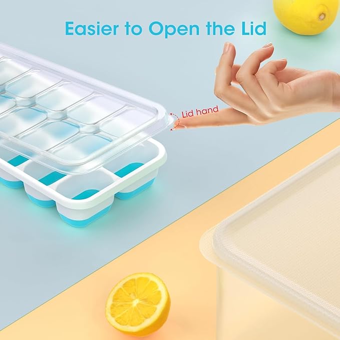 DOQAUS Ice Cube Tray with Lid and Bin - 4 Pack Silicone Ice Cube Trays for Freezer, Stackable Ice Bucket Kits with Storage Container & Scoop for Kitchen, RV, Cocktail, Coffee - Image 7