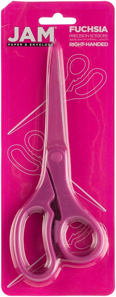 JAM PAPER Multi-Purpose Precision Scissors - 8 Inch - Fuchsia Pink - Ergonomic Handle & Stainless Steel Blades - Sold Individually - Image 4