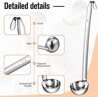 Cunhill 5 Pcs Soup Ladles Stainless Steel Serving Ladles with Long Handle for Serving, Cooking, Stirring, Portioning Kitchen Restaurant Accessories(2 oz) - Image 4