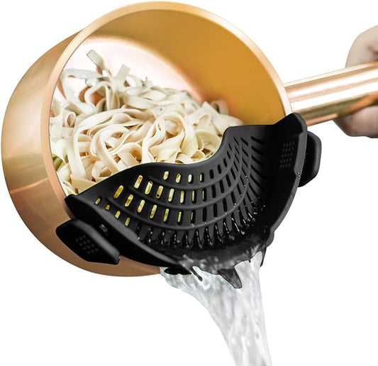 AUOON Clip On Strainer Silicone for All Pots and Pans, Pasta Strainer Clip on Food Strainer for Meat Vegetables Fruit Silicone Kitchen Colander by AUOON