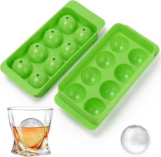 Round Ice Cube Mold,1.8 INCH x 8,Ice Ball Maker Mold | Round Ice Cube Trays for Freezer,Whiskey Ice Cubes Mold,Circle Ice Cube Tray with Lid,Ice Trays-Ice molds for Whiskey,Cocktails