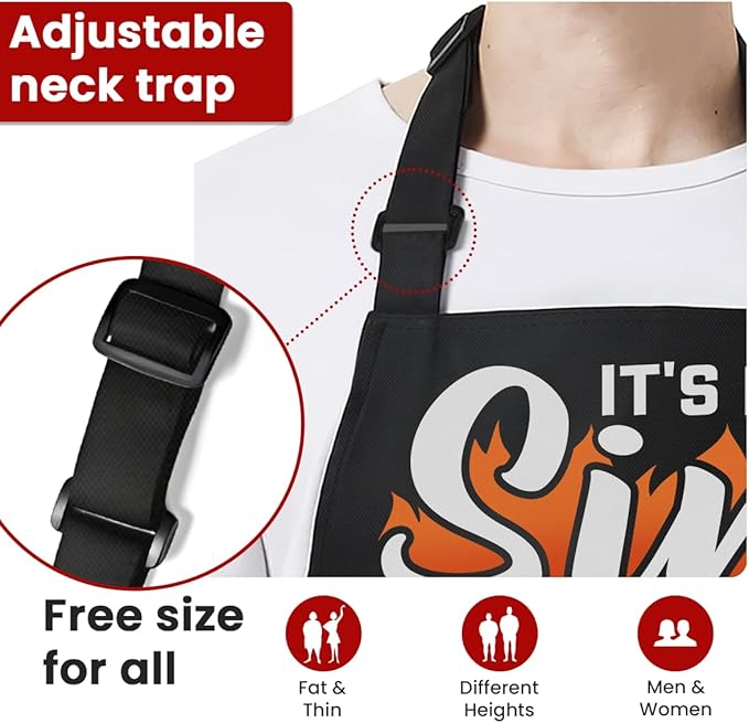 SANDJEST Funny Mens Aprons with Pockets for BBQ Grilling Cooking Grandpa Husband Apron for Birthday Christmas Father's Day